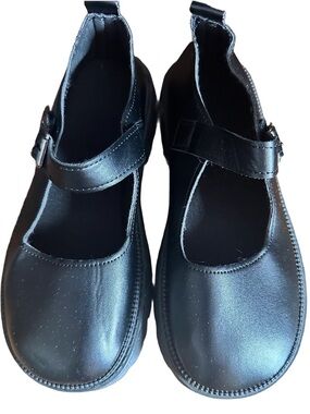 Black Mary Jane Flats with Adjustable velcro Strap